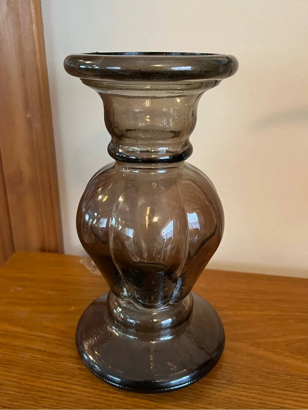 Smoked Glass Decorative Candle Holder - Smoky Gray